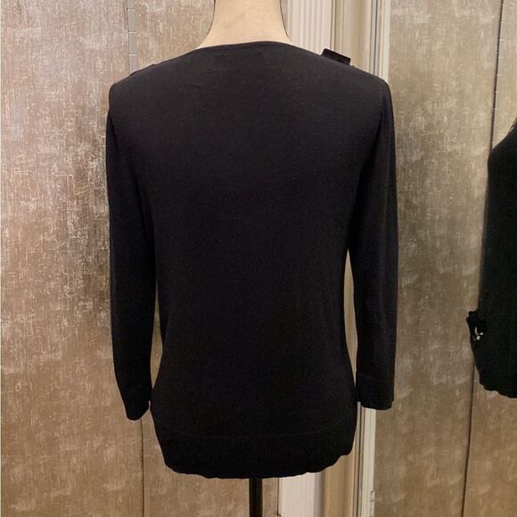 Michael Simon Black Cardigan with Embellished Neckline, M - Picture 7 of 10
